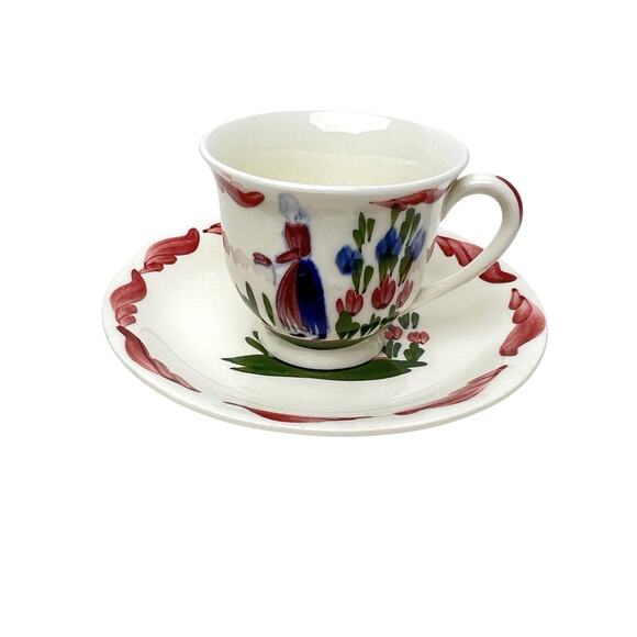 PV France Demitasse Cup & Saucer Set Peasant Village PVF14 Porcelain Collection - Picture 1 of 14